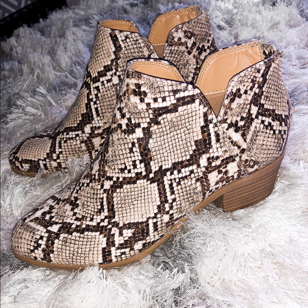 Snakeskin booties